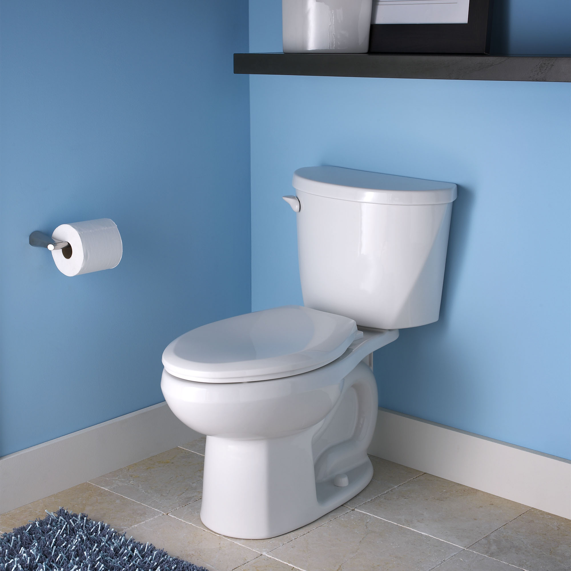 Toilette Colony, 2 pièces, 1,6 gpc/6,0 lpc, à cuvette allongée à hauteur de chaise, sans siège, levier de déclenchement à droite, sans siège